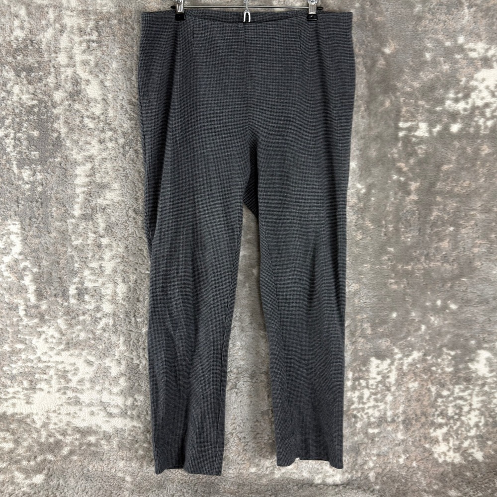 J. Jill Size L Ponte Slim Leg Houndstooth Knit Pull On Pants Gray Women